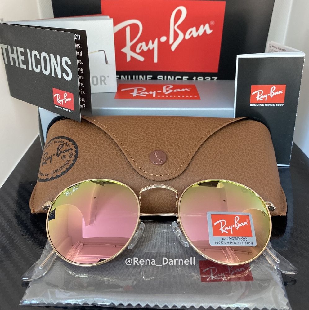 RayBan Round Metal Pink RB3447 Mirror New - Picture 2 of 16